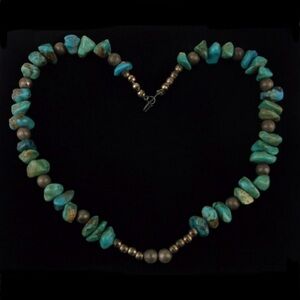 1960s Navajo Lin Billah Sterling Silver Turquoise Necklace 19"